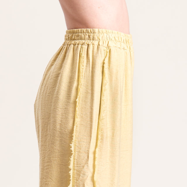 Pantalón de viscosa con cintura elástica y estampado en relieve - mimosa