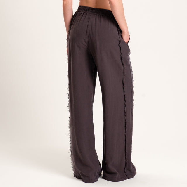 Pantalón de viscosa con cintura elástica y relieve Tension - chocolate