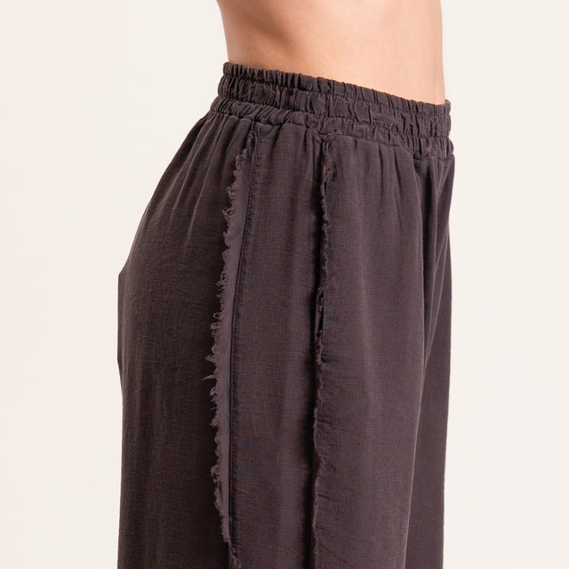 Pantalón de viscosa con cintura elástica y relieve Tension - chocolate
