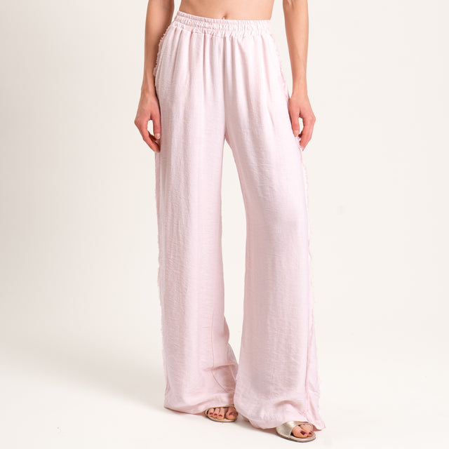 Tensione in-Pantalone viscosa goffrato elastico in vita - rosa