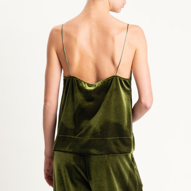 Tensione in-Top velluto ciniglia con pizzo - olio