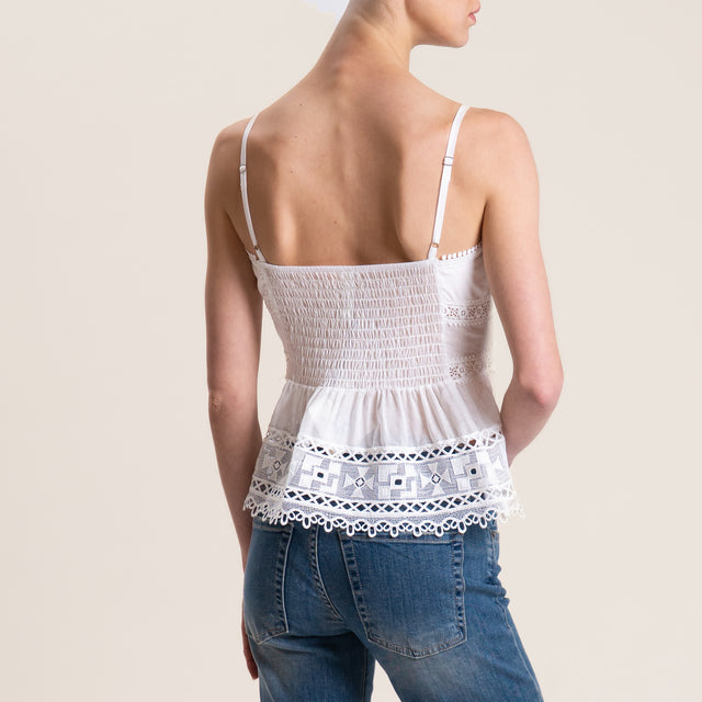 Tensione in-Top mussola con pizzo - bianco