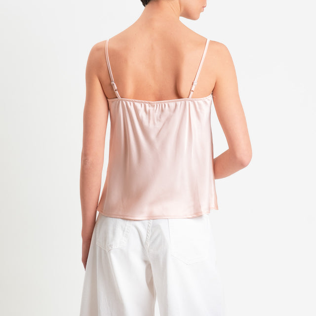 Tensione in-Top satin lingerie con pizzo - rosa