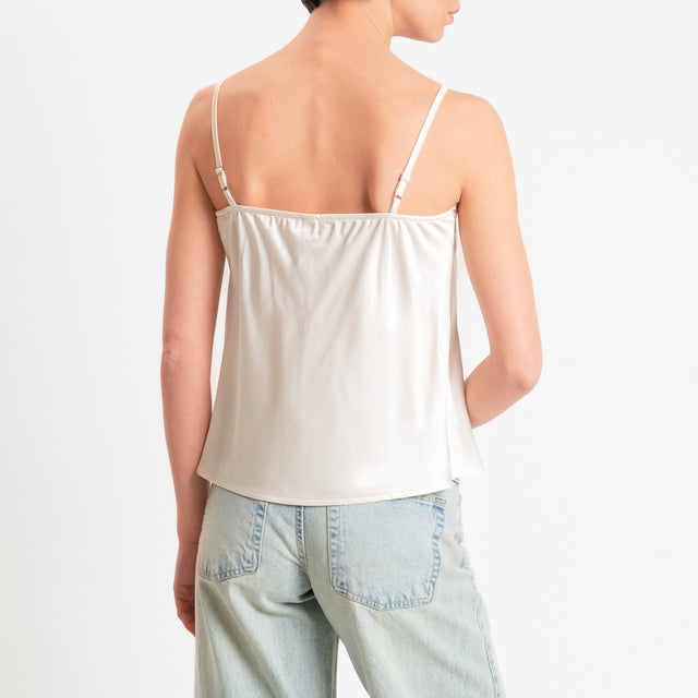 Tensione in-Top satin lingerie con pizzo - vaniglia