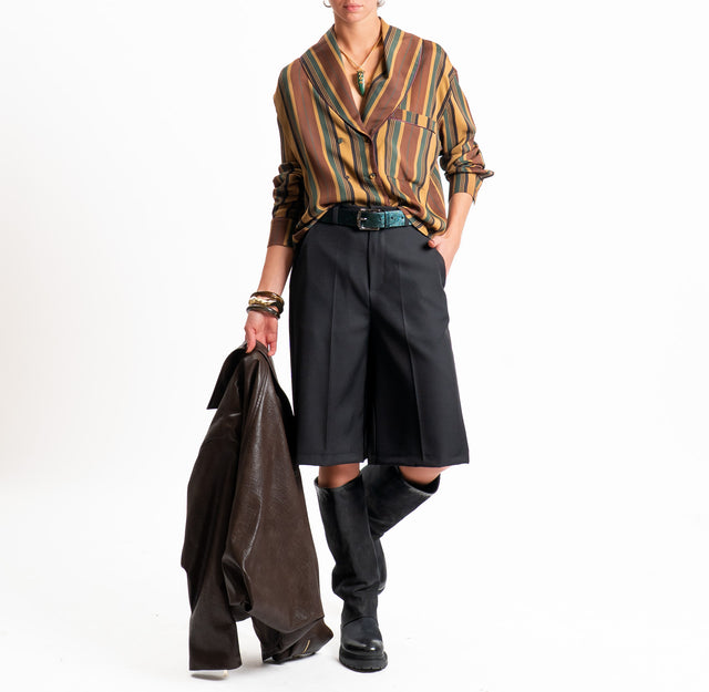 Tensione in-Camicia georgette a righe - noce/choco/militare
