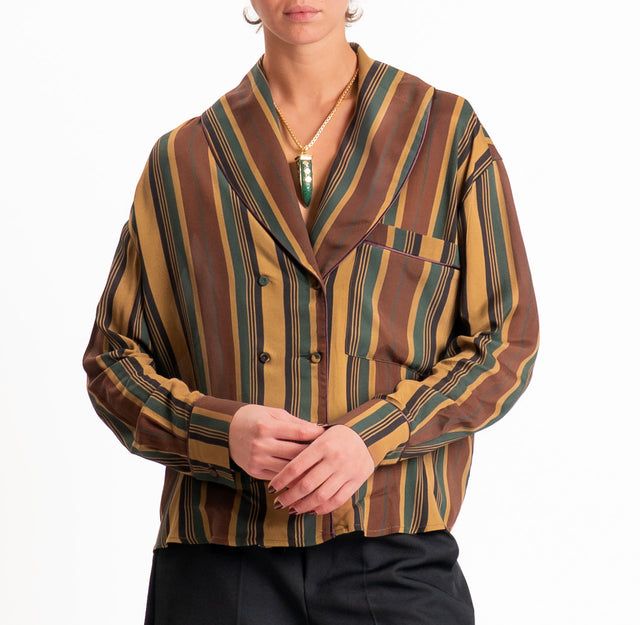 Tensione in-Camicia georgette a righe - noce/choco/militare