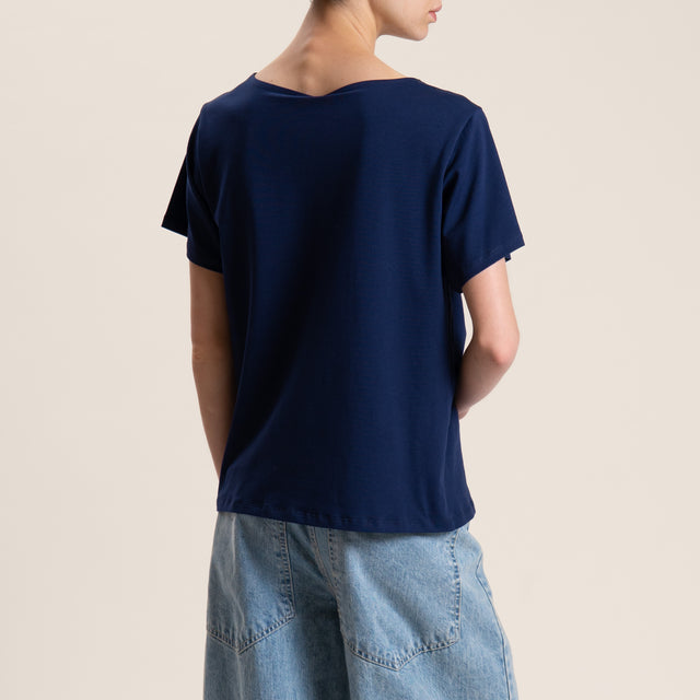 Tensione in-T-shirt scollo v - blu