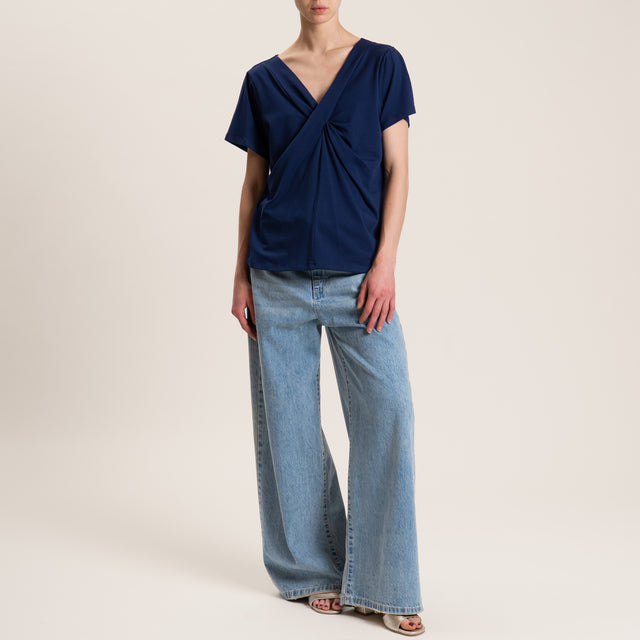 Tensione in-T-shirt scollo v - blu