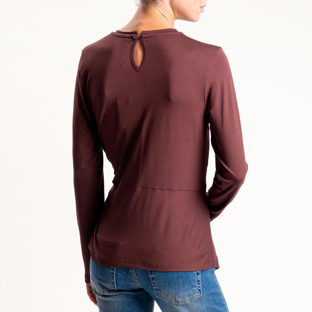 Tensione in- T-shirt in jersey incrociato - moro