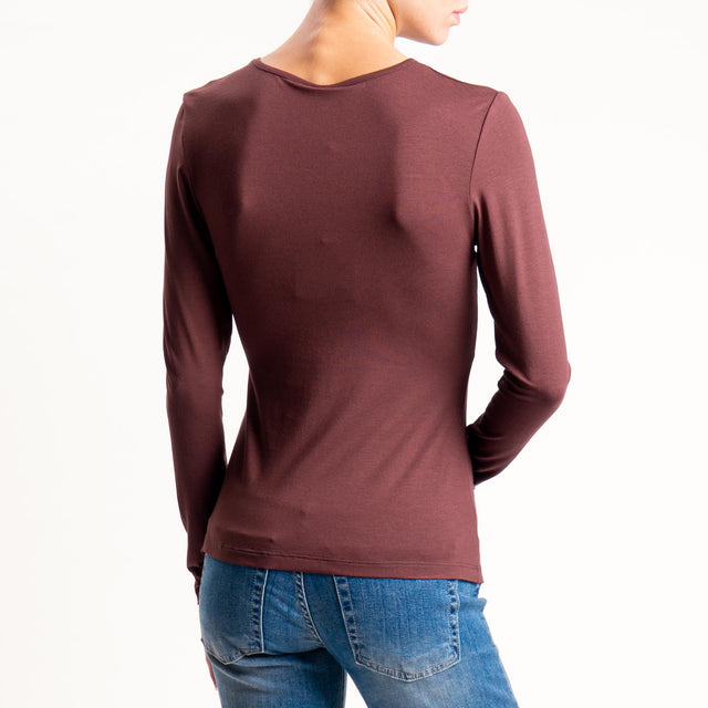 Tensione in- T-shirt in jersey con nodo - moro