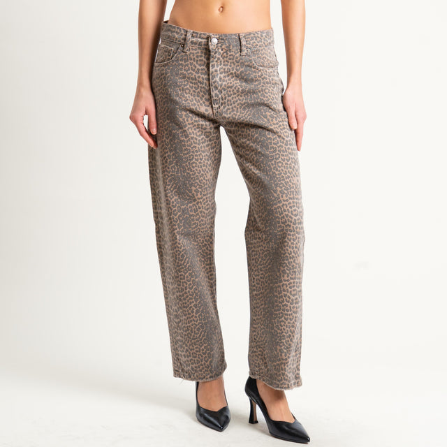 Tensione in-Pantalone TOMLEO animalier - beige/nero