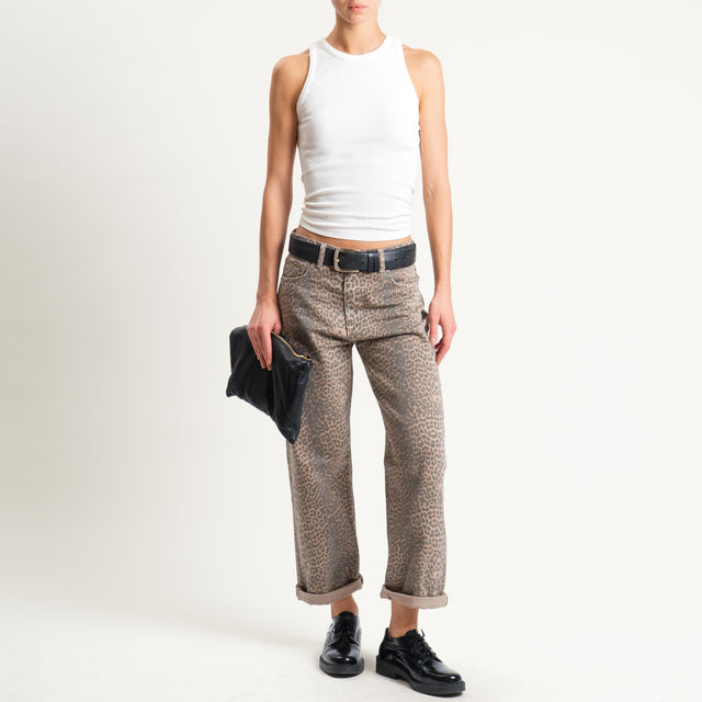 Tensione in-Pantalone TOMLEO animalier - beige/nero