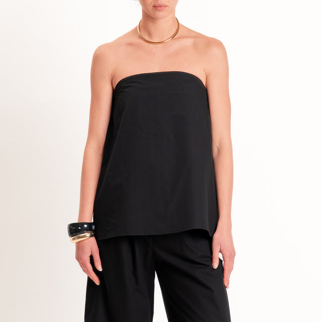Tensione in-Completo top + pantalone in popeline - nero
