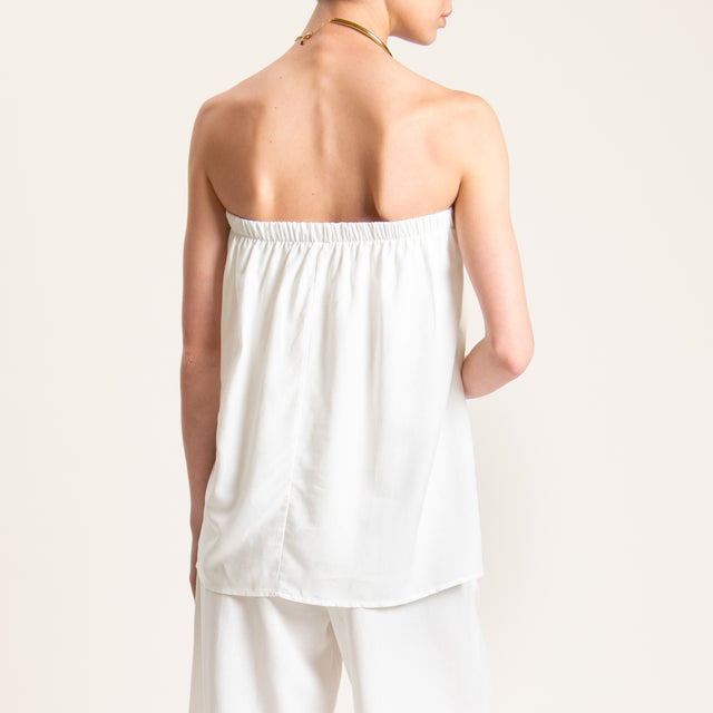 Tensione in-Completo pantalone e top misto lino - panna