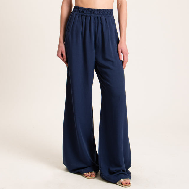 Tensione in-Completo pantalone e top misto lino - blu