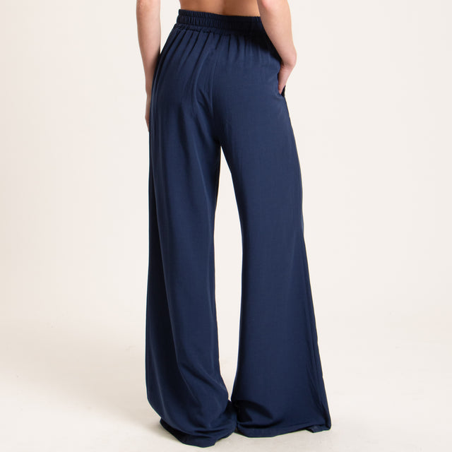 Tensione in-Completo pantalone e top misto lino - blu