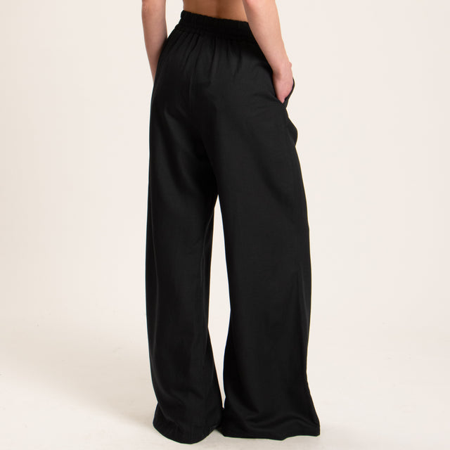 Tensione in-Completo pantalone e top misto lino - nero