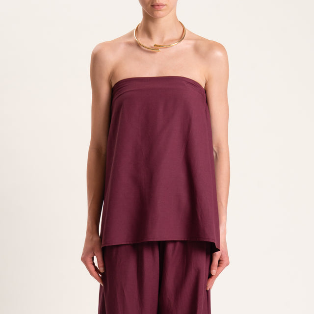 Tensione in-Completo pantalone e top misto lino - vino