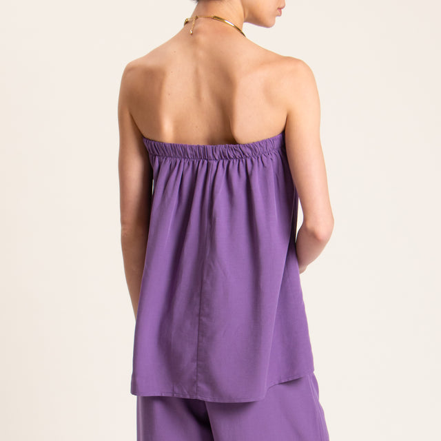 Tensione in-Completo pantalone e top misto lino - viola