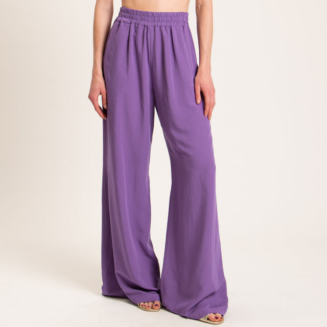 Tensione in-Completo pantalone e top misto lino - viola