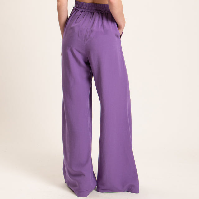 Tensione in-Completo pantalone e top misto lino - viola