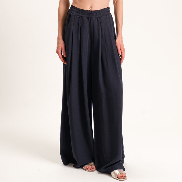 Tensione in-Completo top e pantalone misto lino - nero