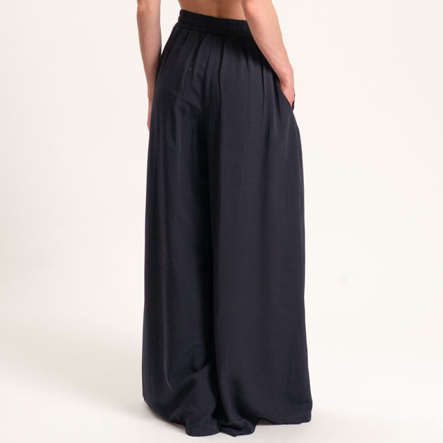 Tensione in-Completo top e pantalone misto lino - nero