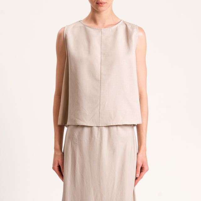 Tensione in-Completo top e gonna misto lino - beige