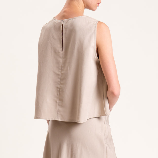 Tensione in-Completo top e gonna misto lino - beige