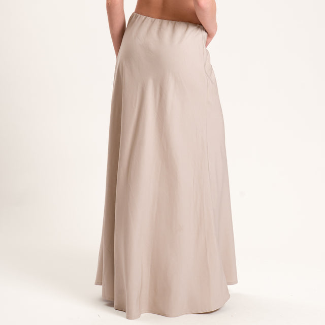 Tensione in-Completo top e gonna misto lino - beige