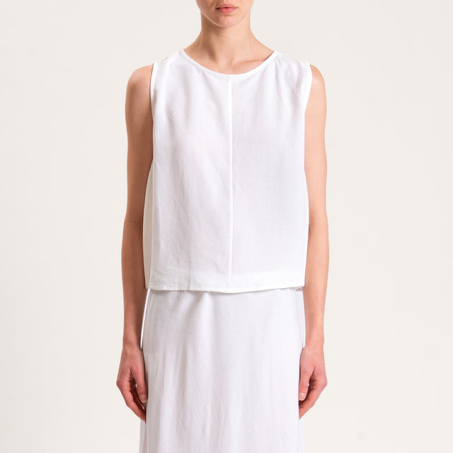 Tensione in-Completo top e gonna misto lino - bianco
