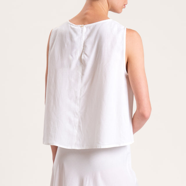 Tensione in-Completo top e gonna misto lino - bianco