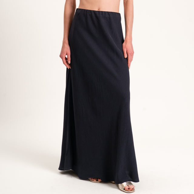 Tensione in-Completo top e gonna misto lino - nero