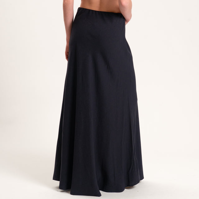 Tensione in-Completo top e gonna misto lino - nero
