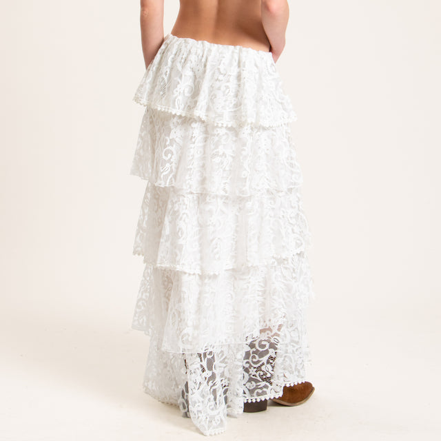 Tensione in-Gonna in pizzo con balze - bianco