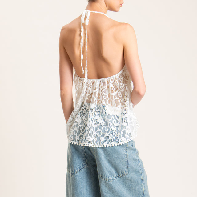 Tensione in-Top in pizzo con balze - bianco