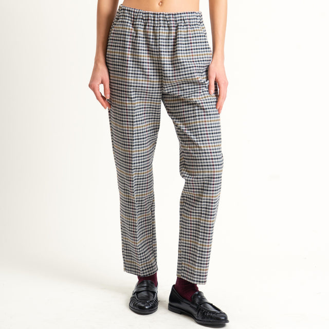 Tensione in-Pantalone quadri con pinces - grigio/nero/senape