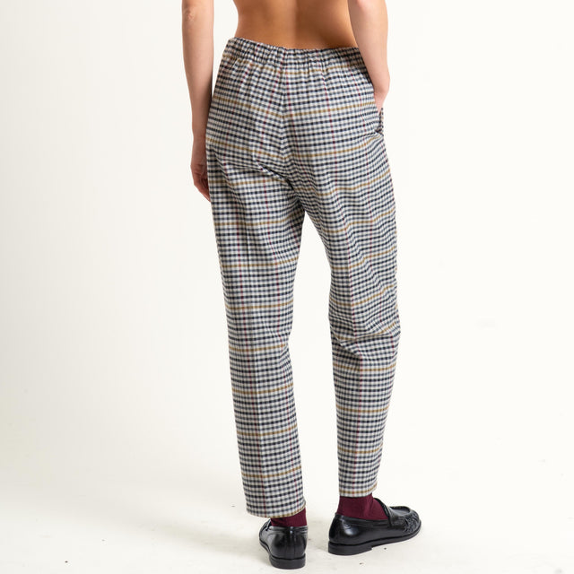 Tensione in-Pantalone quadri con pinces - grigio/nero/senape
