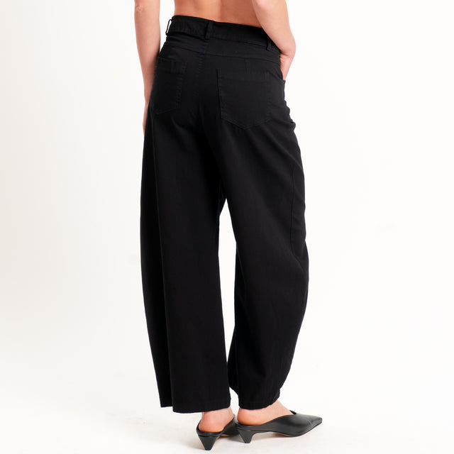 Tensione in-Pantalone balloon cotone elasticizzato - nero