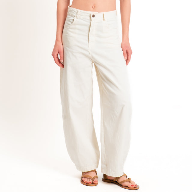 Tensione in-Pantalone balloon cotone elasticizzato - panna