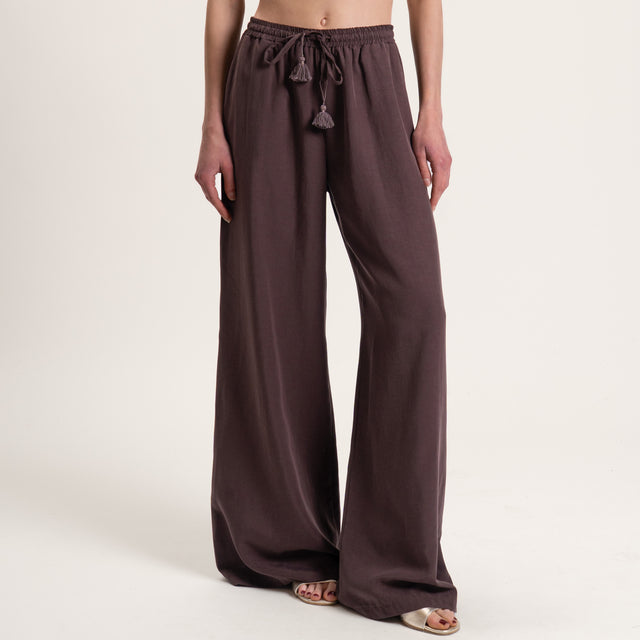 Tensione in-Completo misto lino top e pantalone - moro