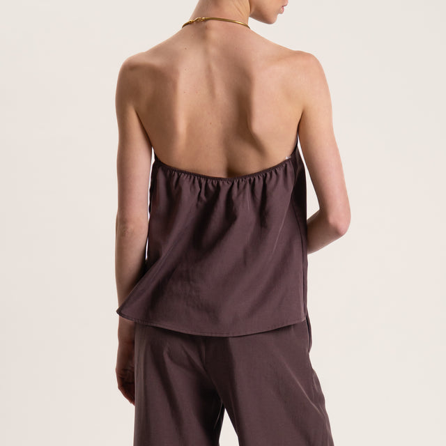 Tensione in-Completo misto lino top e pantalone - moro