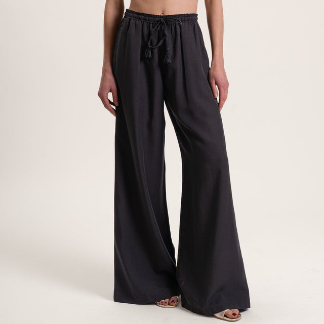 Tensione in-Completo misto lino top e pantalone - nero
