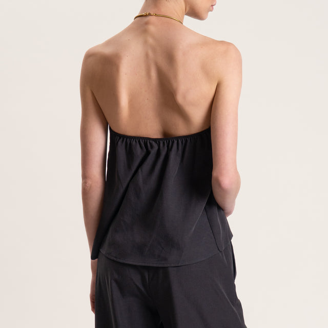 Tensione in-Completo misto lino top e pantalone - nero