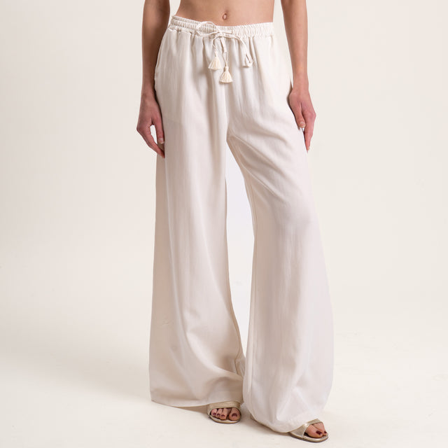 Tensione in-Completo misto lino top e pantalone - panna