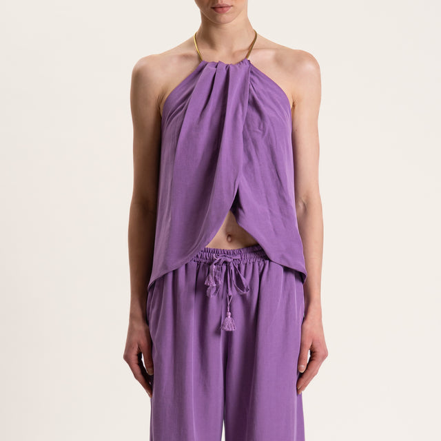 Tensione in-Completo misto lino top e pantalone - viola