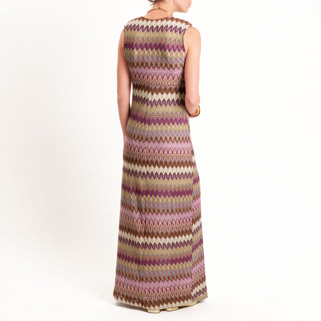 Tensione in-Abito smanicato fantasia jacquard - viola/sand/lilla