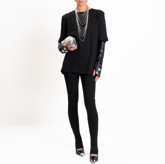 Tensione in-Leggings cut out punto milano - nero