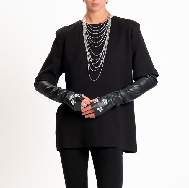 Tensione in-Blusa punto milano con manicotti - nero/nero