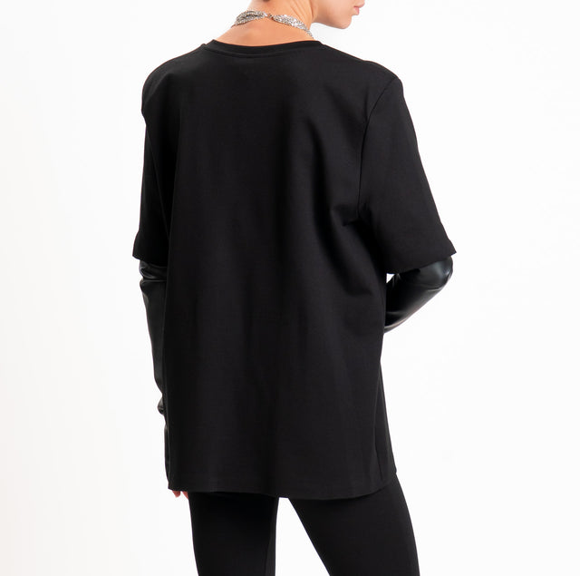 Tensione in-Blusa punto milano con manicotti - nero/nero